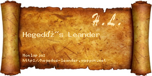 Hegedűs Leander névjegykártya